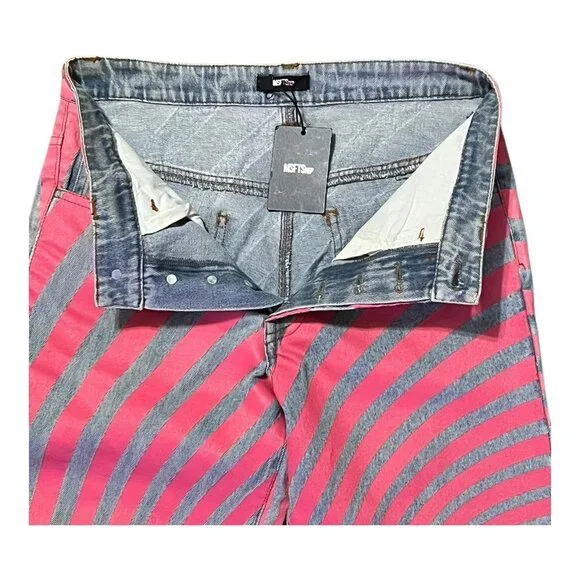 MSFTSrep Jaden Smith Straight Leg Logo Print Jeans Blue Pink Swirl Size 28 - Picture 7 of 13